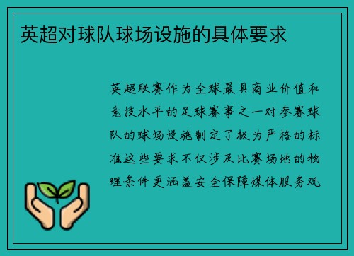英超对球队球场设施的具体要求
